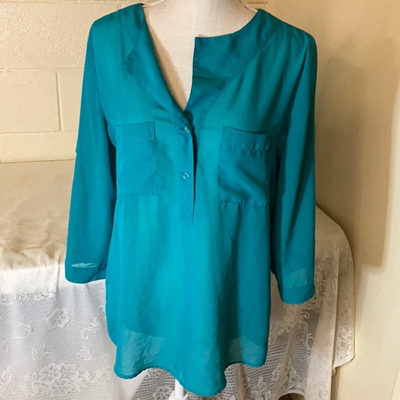 Maurices Teal Sheer Top - Picture 6 of 6